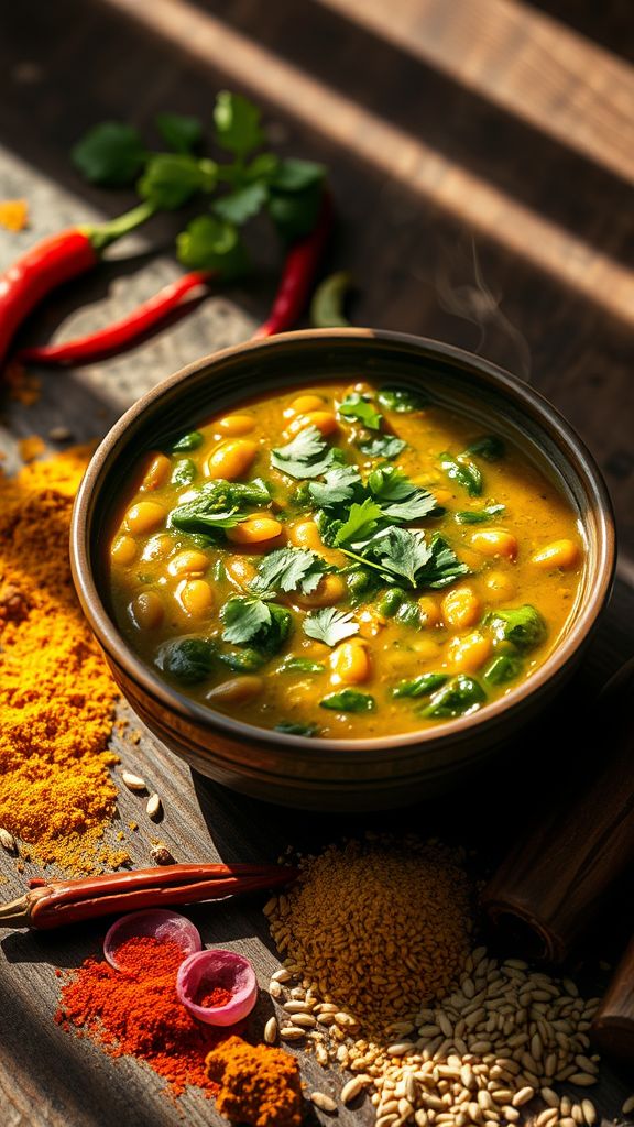 Mung Bean and Spinach Dal  