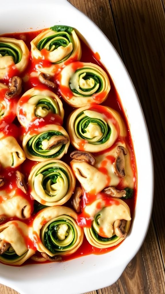 Mushroom and Spinach Lasagna Roll-Ups  