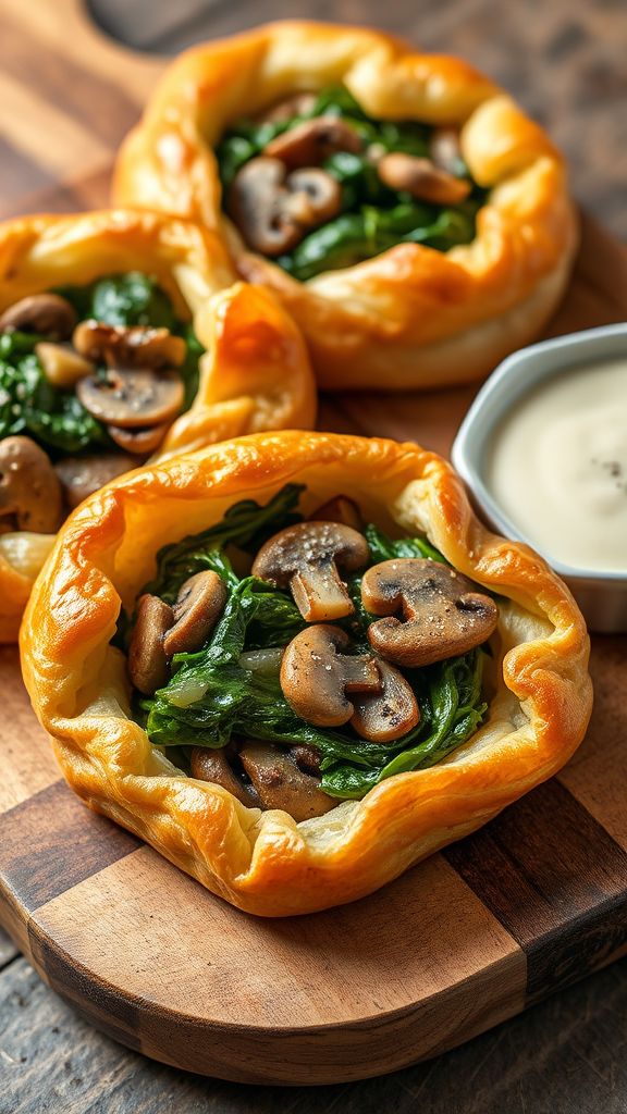 Mushroom and Spinach Stuffed Puff Pastry  