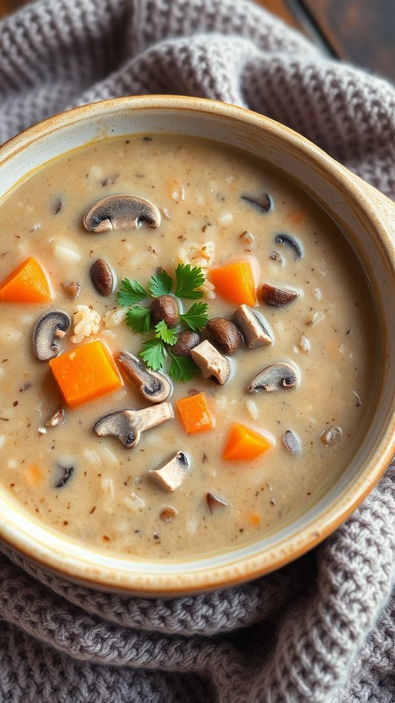 Mushroom and Wild Rice Soup  