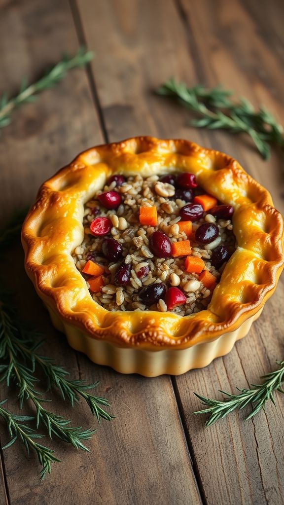 Nutty Wild Rice and Cranberry Pot Pie  