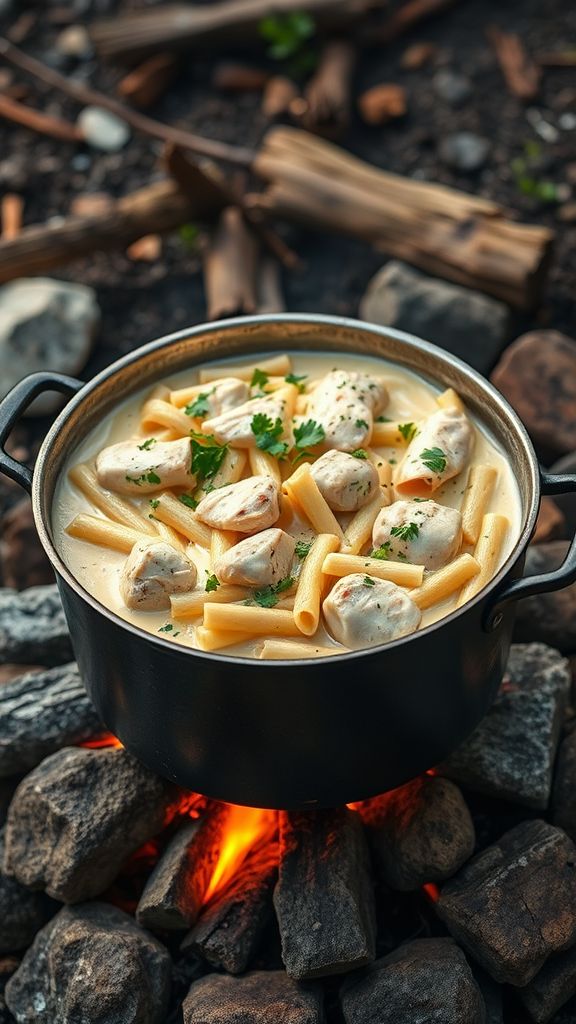 One-Pot Campfire Chicken Alfredo