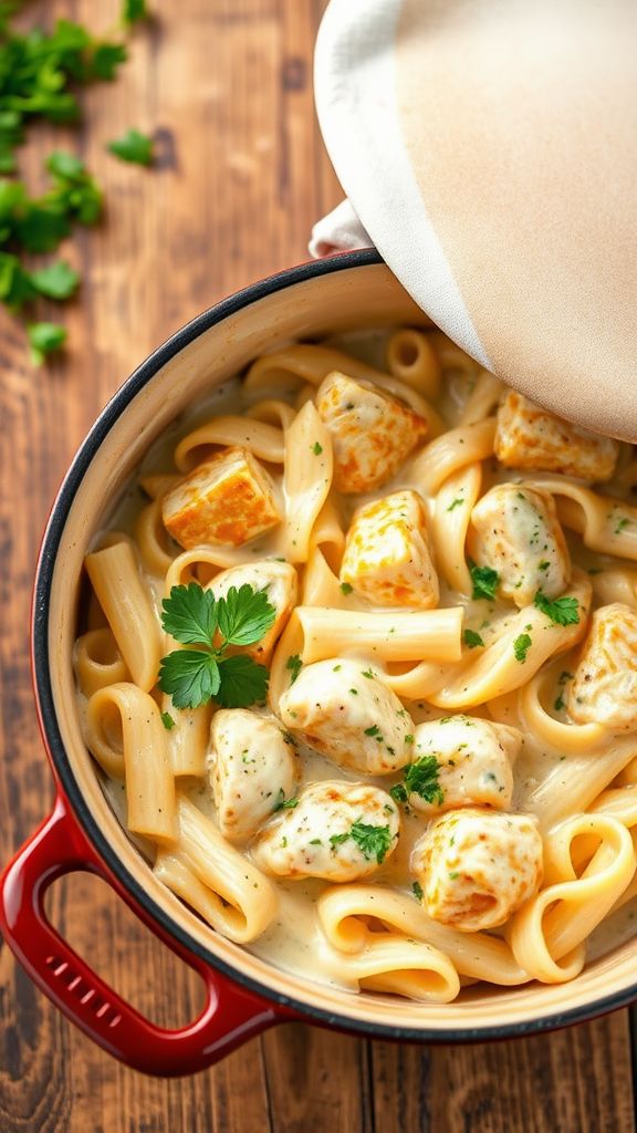 One-Pot Dutch Oven Chicken Alfredo  