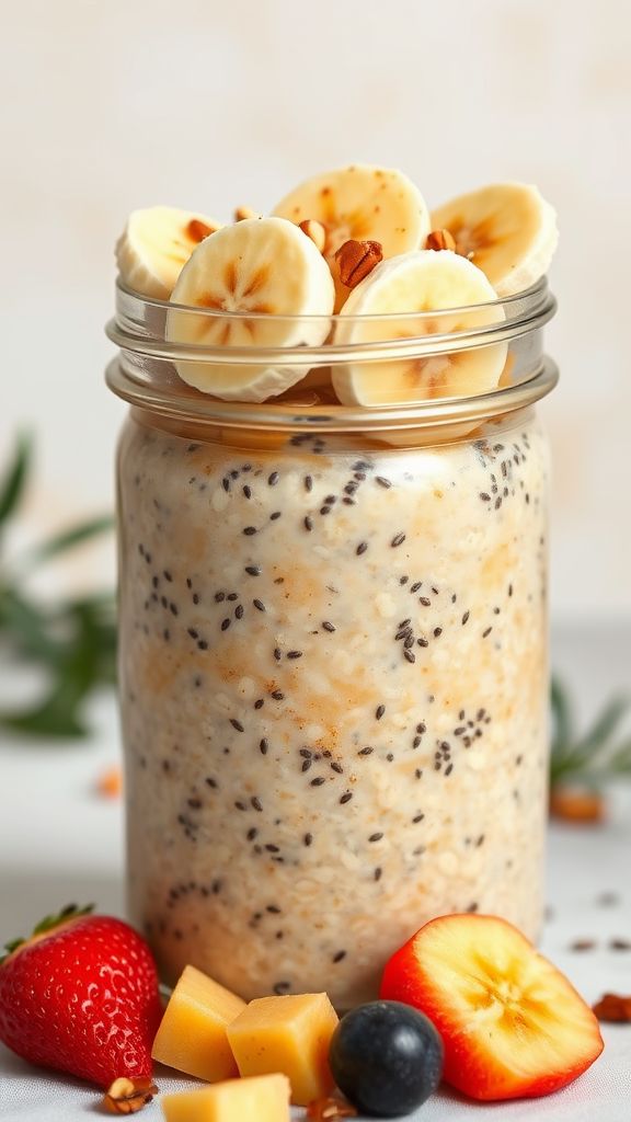 Overnight Oats with Bananas and Chia Seeds