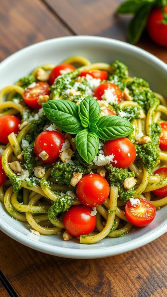 Pesto Pasta Salad with Cherry Tomatoes