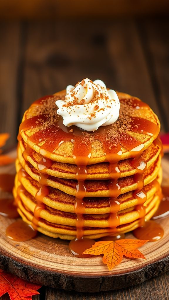 Pumpkin Spice Pancakes with Maple Drizzle