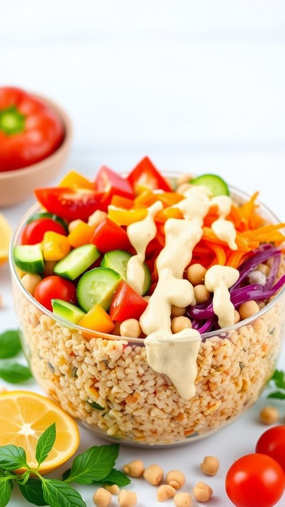 Quinoa Veggie Bowl with Lemon Tahini Dressing