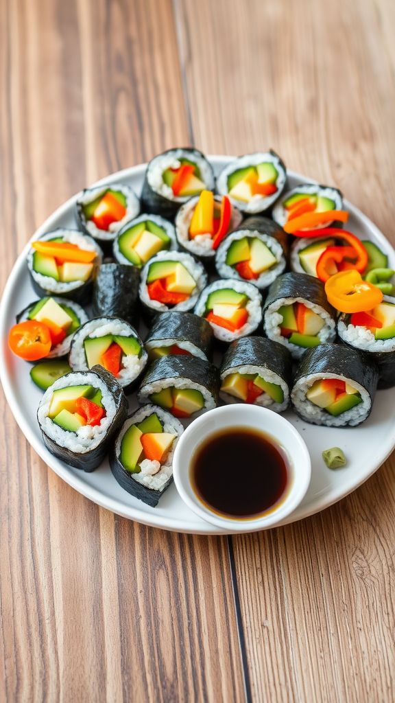 Rainbow Veggie Sushi Rolls  