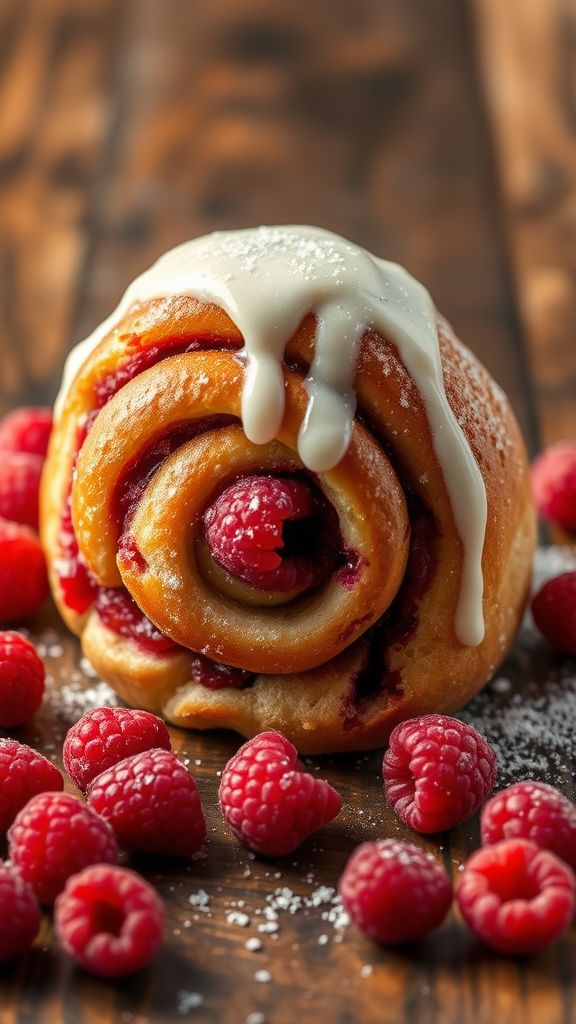 Raspberry Swirl Vegan Cinnamon Rolls