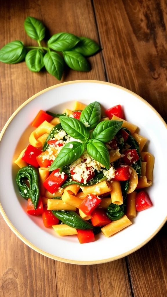 Roasted Red Pepper and Spinach Fusilli  