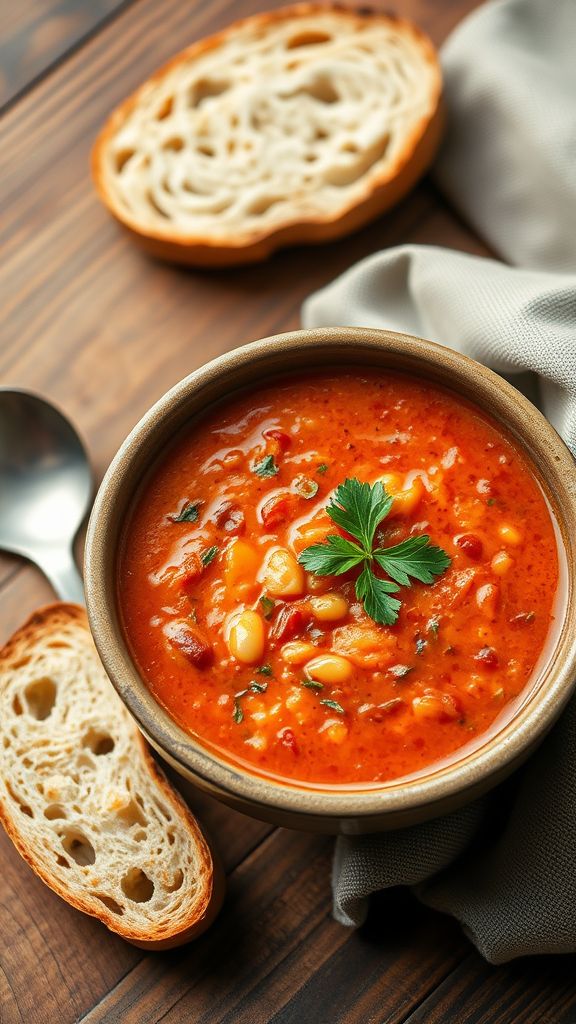 Roasted Red Pepper and White Bean Soup  