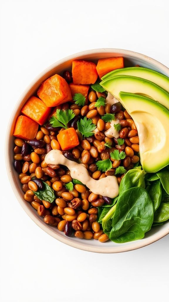 Roasted Sweet Potato and Lentil Breakfast Bowl