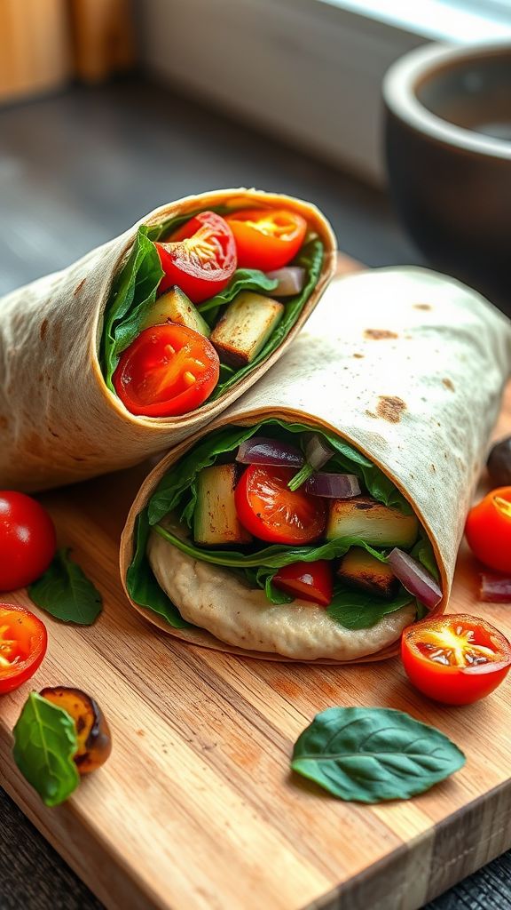 Roasted Vegetable and Hummus Wrap