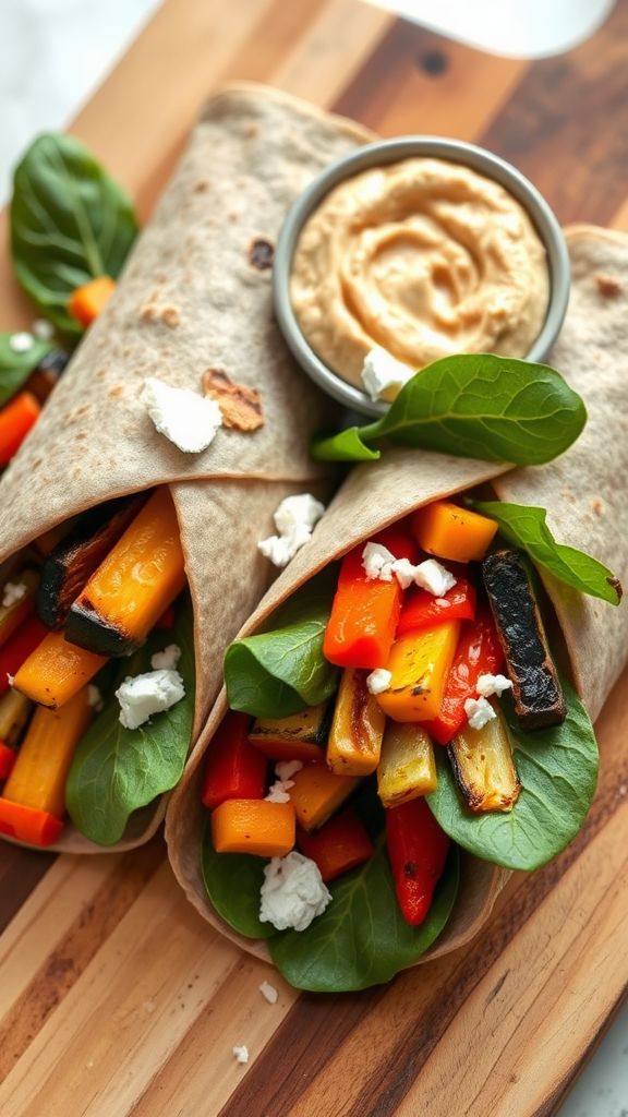 Roasted Veggies and Hummus Wraps