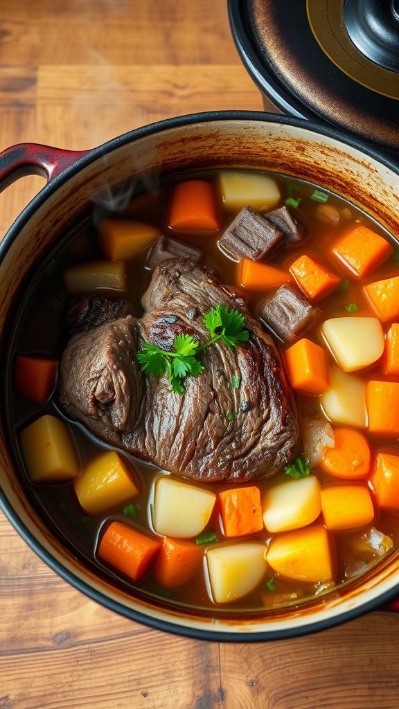 Rustic Dutch Oven Meat and Potatoes