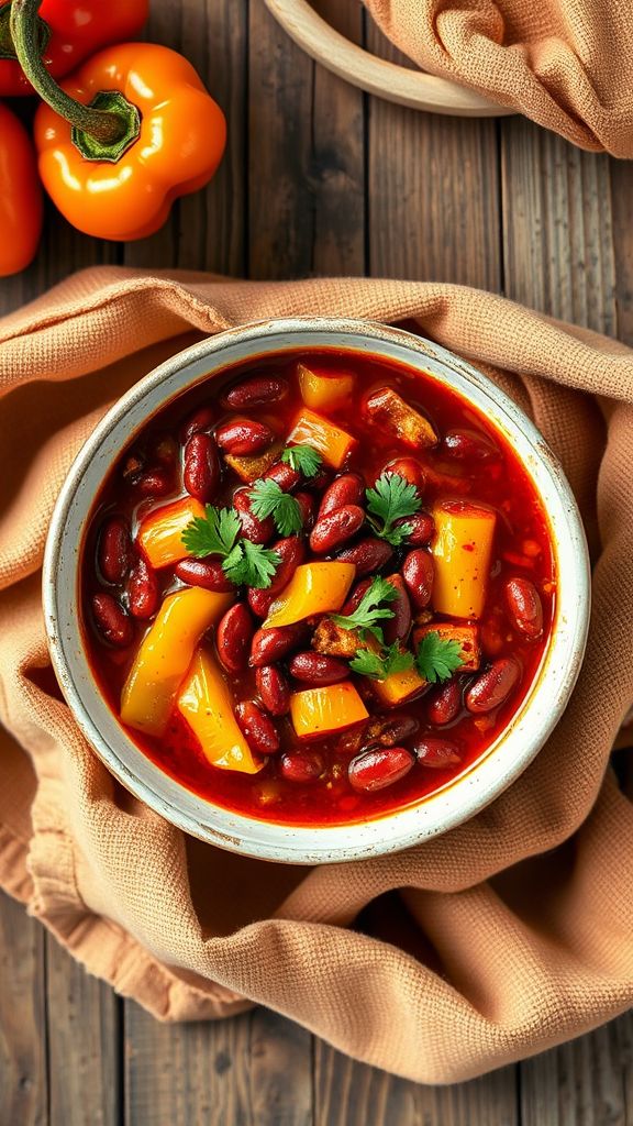 Rustic Red Bean and Roasted Pepper Chili