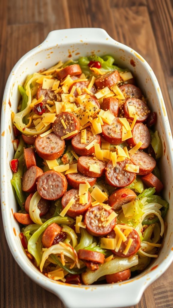 Savory Cabbage and Sausage Bake