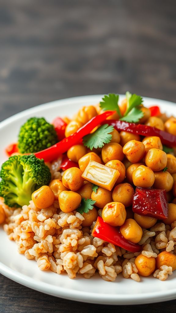 Savory Chickpea Stir-Fry With Brown Rice