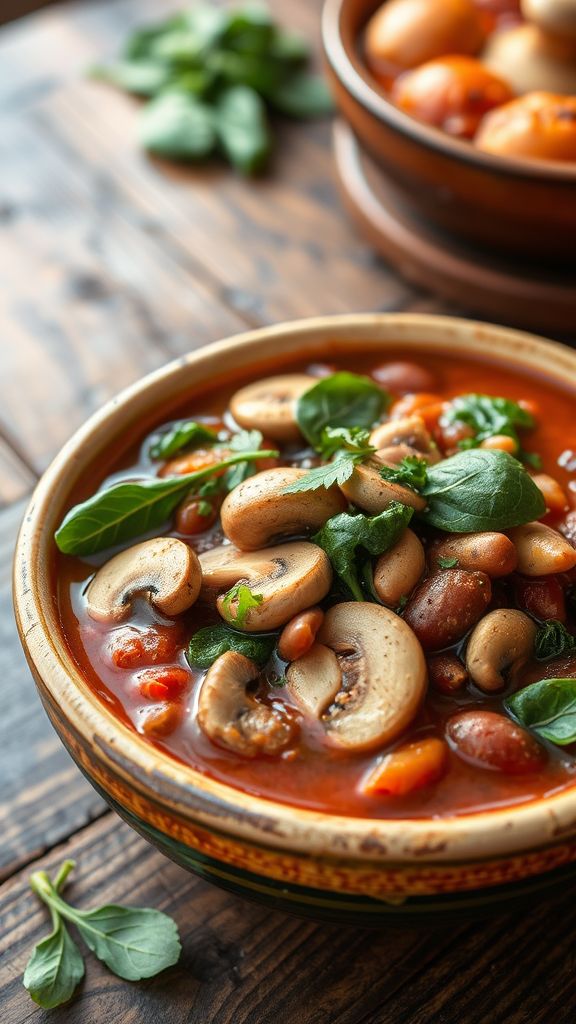 Savory Mushroom and Spinach Chili