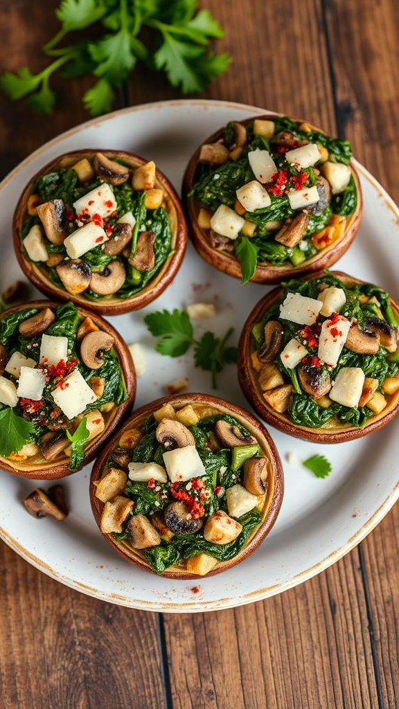 Savory Mushroom and Spinach Stuffed Portobellos  