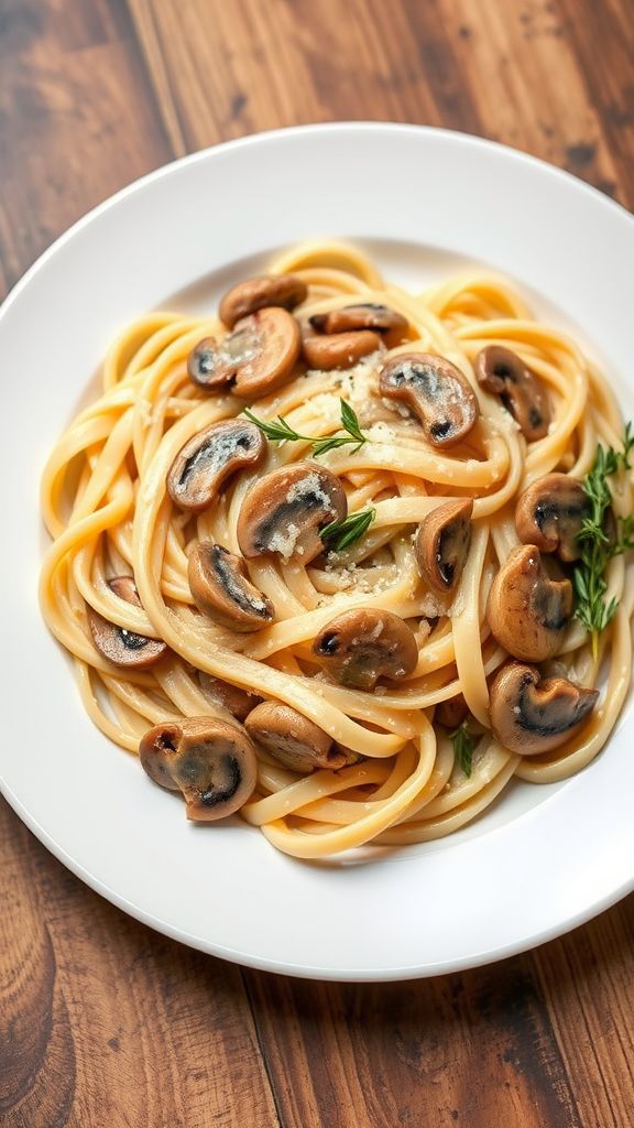 Savory Mushroom and Thyme Fettuccine  