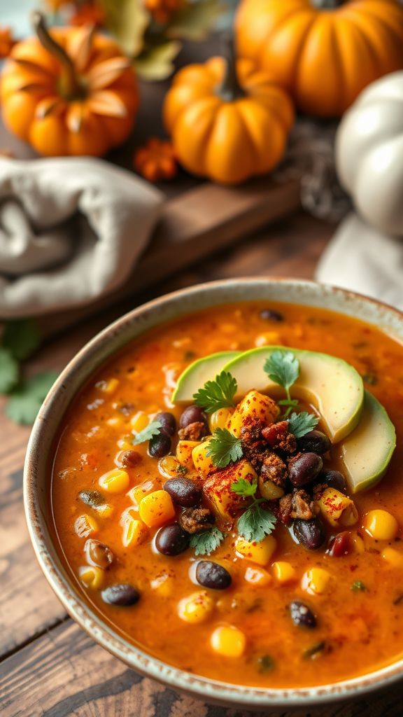 Savory Pumpkin and Black Bean Chili 