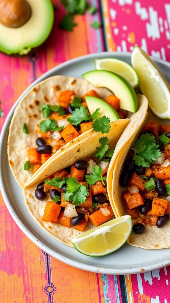 Slow-Cooked Sweet Potato and Black Bean Tacos  