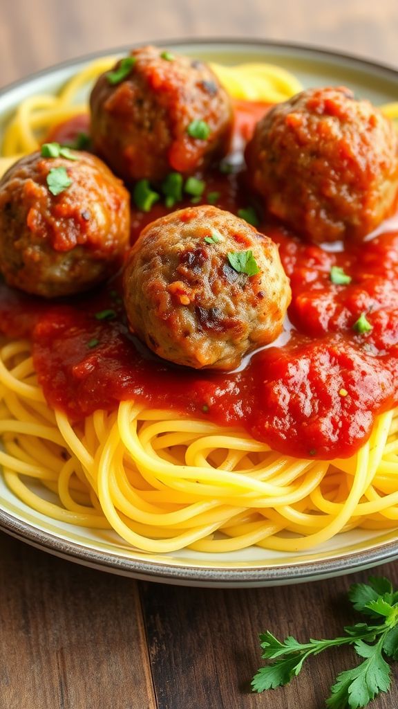 Spaghetti Squash with Marinara and Turkey Meatballs  