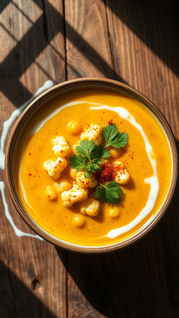 Spiced Cauliflower and Chickpea Soup  