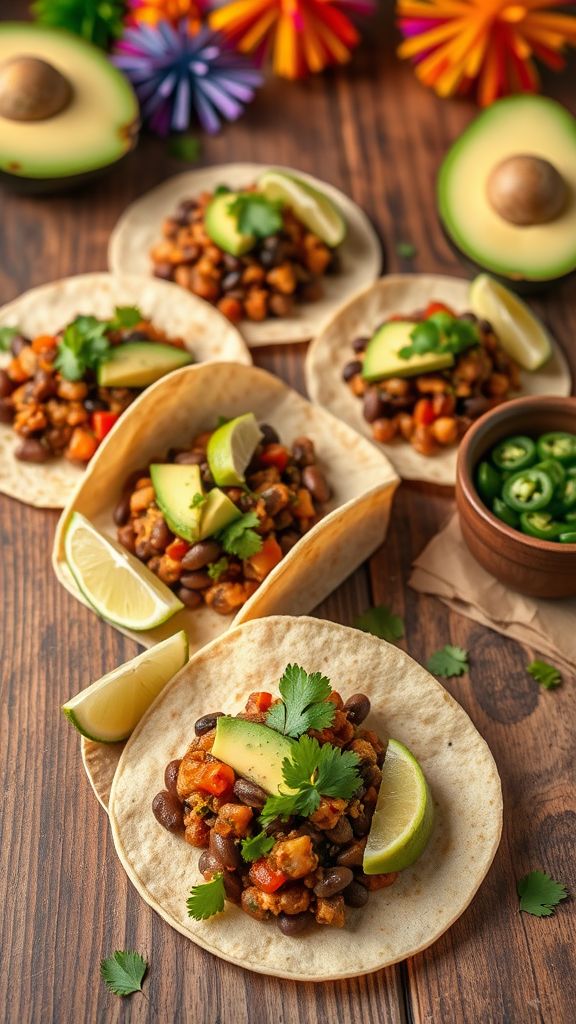 Spicy Black Bean and Avocado Tacos  