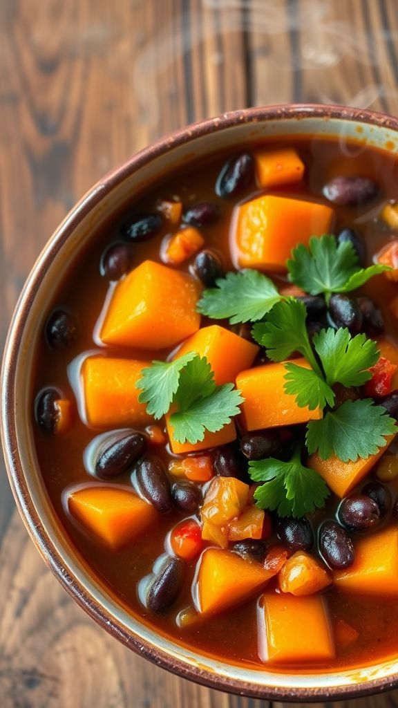 Spicy Black Bean and Sweet Potato Stew  