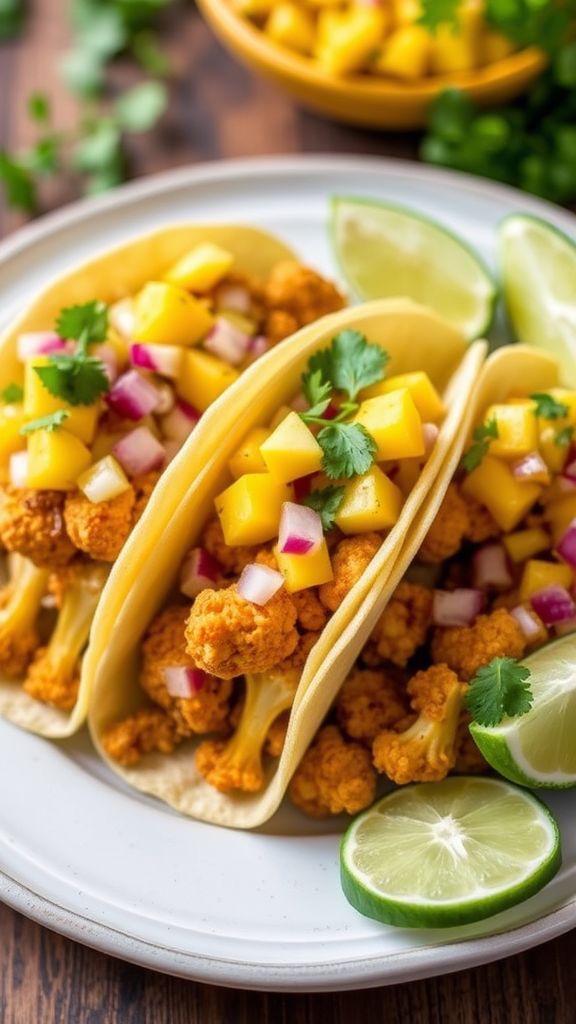 Spicy Cauliflower Tacos with Mango Salsa