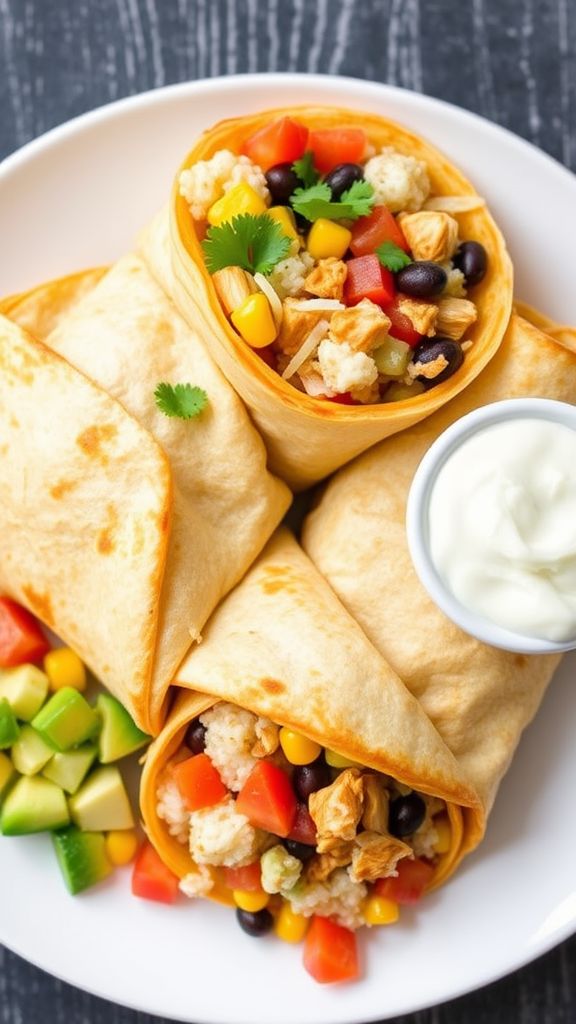 Spicy Chicken and Rice Burritos