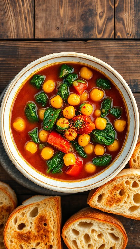 Spicy Chickpea and Spinach Stew  