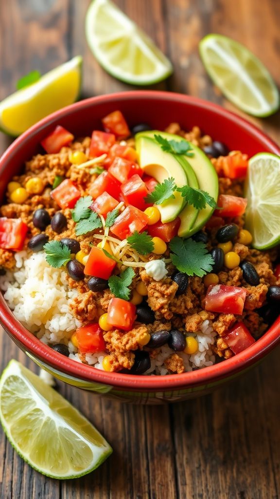 Spicy Ground Turkey Taco Bowls  