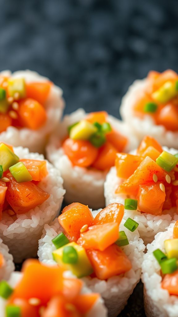 Spicy Salmon & Avocado Rice Cups  