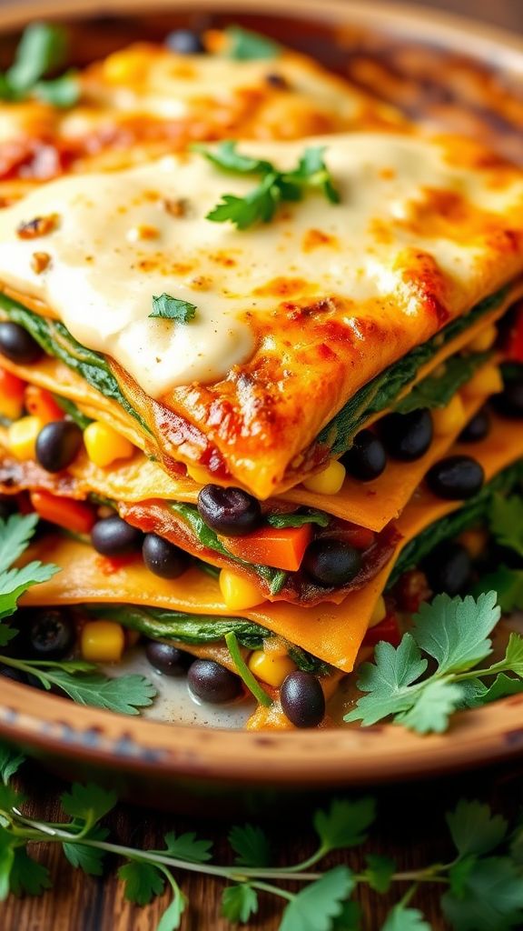 Spicy Vegan Mexican Lasagna  