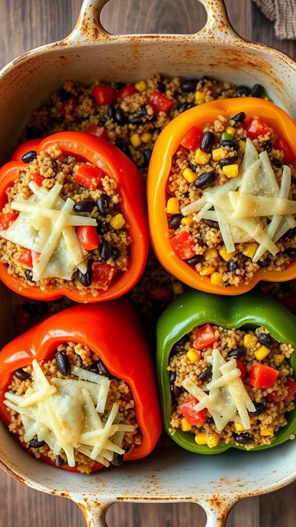 Stuffed Bell Peppers with Quinoa and Black Beans  