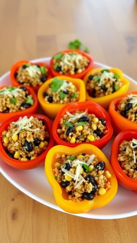 Stuffed Mini Peppers with Quinoa and Black Beans  