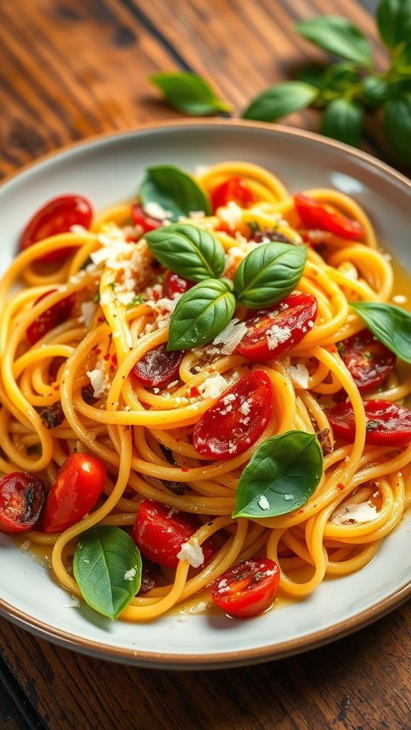 Sun-Dried Tomato and Basil Linguine  