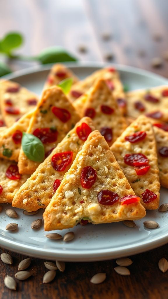 Sun-dried Tomato and Basil Raw Crackers  