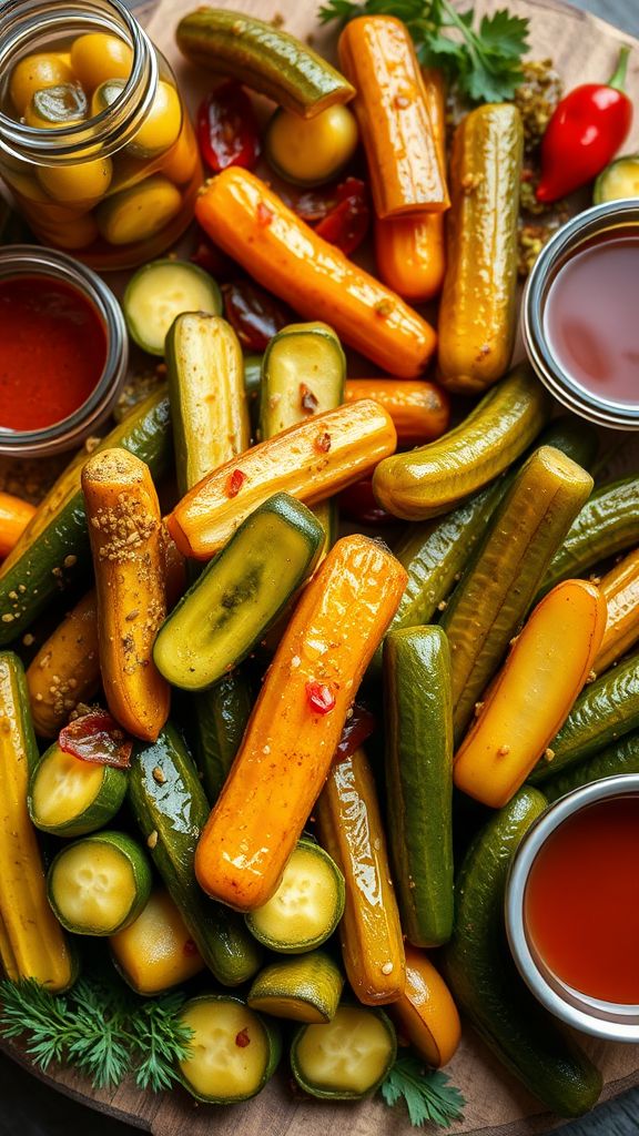 Sweet and Spicy Pickles Board