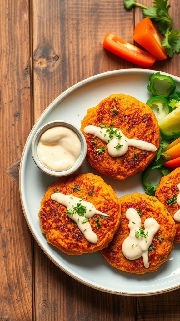 Sweet Potato and Chickpea Patties with Spicy Aioli  