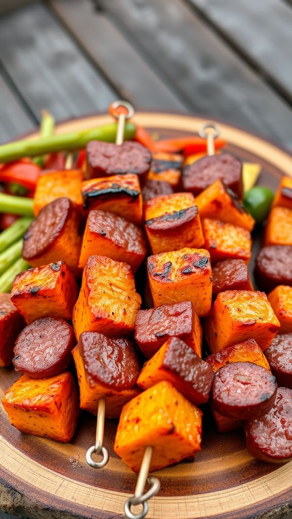 Sweet Potato and Sausage Skewers