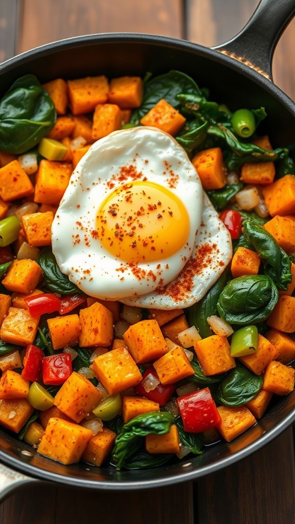 Sweet Potato Hash with Spinach  