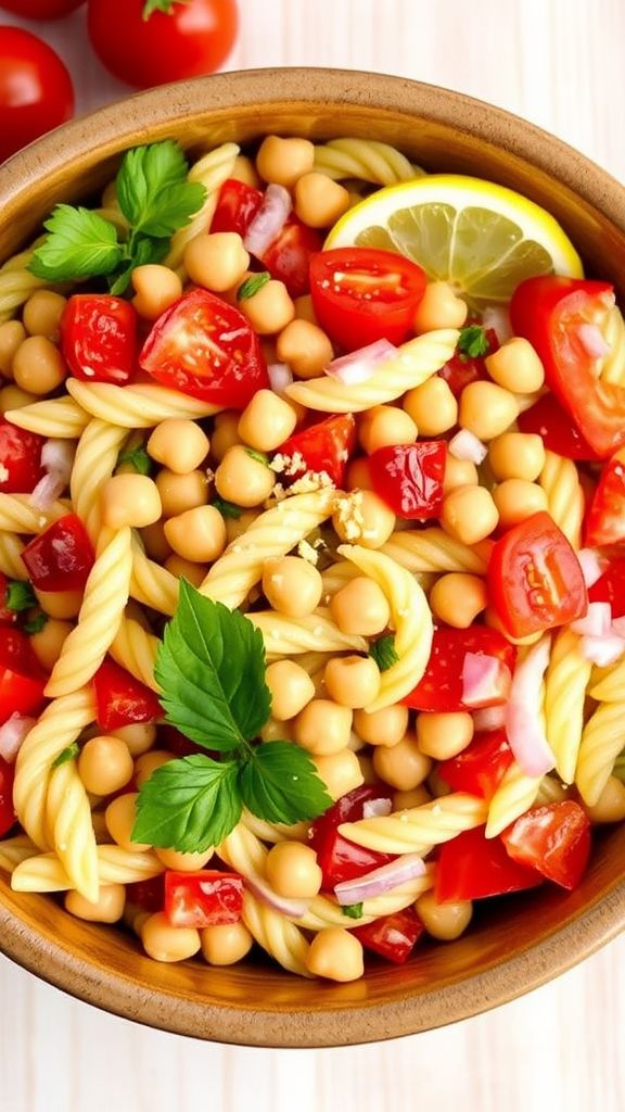 Tangy Lemon Chickpea Pasta Salad