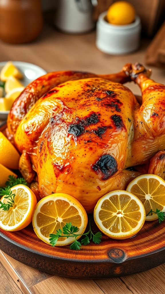 Tangy Lemon Garlic Roast Chicken  