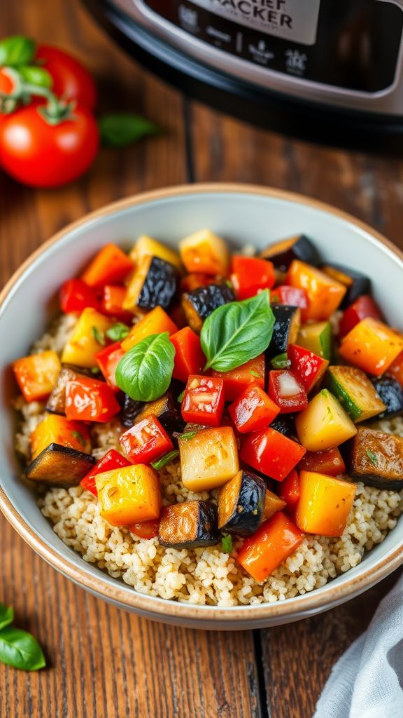 Tasty Slow Cooker Ratatouille with Quinoa