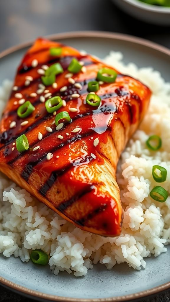 Teriyaki Glazed Salmon with Rice  