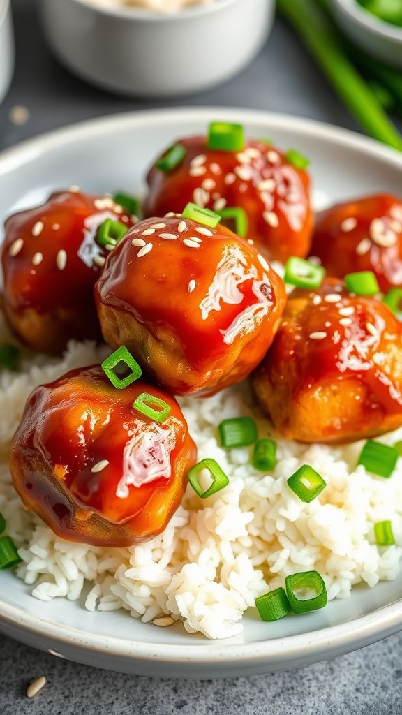 Teriyaki Turkey Meatballs with Rice